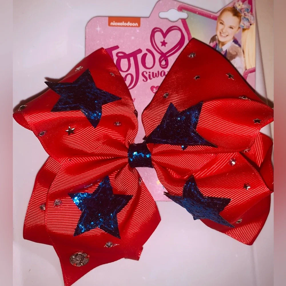 Girl’s JoJo Siwa Sequin Stars Americana Bow Hair Clip- NWT